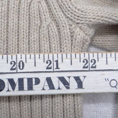Lands End Mens XL Full Zip Ribbed Cardigan Sweater Oatmeal Beige Mock Neck - Thumbnail 4