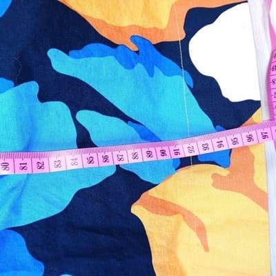 Bold Floral Print Midi Dress Orange Blue Black Puff Sleeve Square Neck - Thumbnail 4