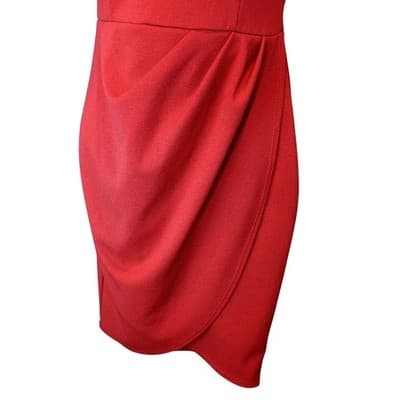Lulus Coral Red Spaghetti Strap Bodycon Mini Dress Wrap Skirt Size S - Thumbnail 4