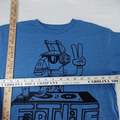 Fortnite T Shirt Youth XXL Blue Graphic DJ Robot Tee Top Kids - Thumbnail 4