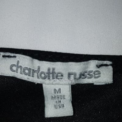 Charlotte Russe Black Spaghetti Strap Ruched Asymmetrical Hem Mini Dress Size M - Thumbnail 2