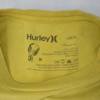Vintage Hurley Yellow Graphic T Shirt Men's Large Regular Fit Cotton - Thumbnail 2