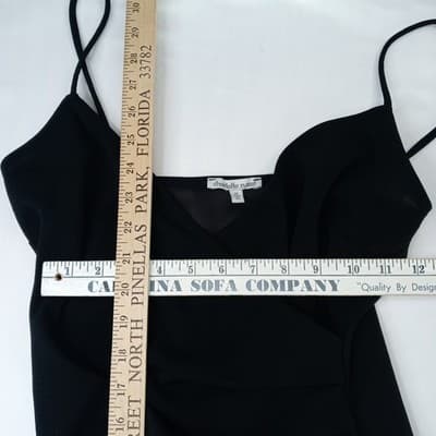 Charlotte Russe Black Spaghetti Strap Ruched Asymmetrical Hem Mini Dress Size M - Thumbnail 4