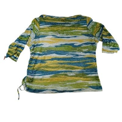 NWT-Hearts of Palm Woman 3X Global Soul 2019 Abstract Stripe 3/4 Sleeve Top - Thumbnail 3
