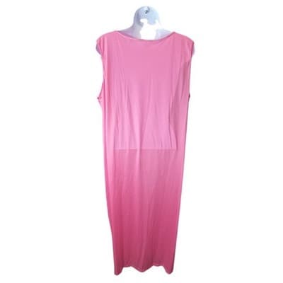 Vintage Princess Lingerie Pink Satin Nightgown Pearl Buttons Sheer Trim Size L - Thumbnail 9