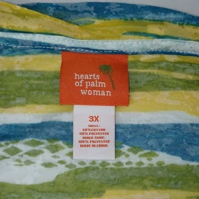 NWT-Hearts of Palm Woman 3X Global Soul 2019 Abstract Stripe 3/4 Sleeve Top - Thumbnail 2