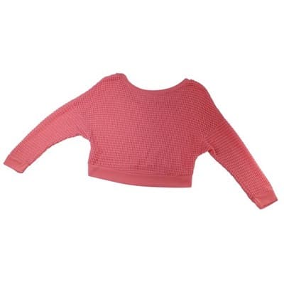 Blushed Coral Pink Waffle Knit Cropped Sweater Size L - Thumbnail 3