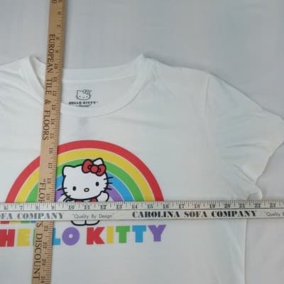 Kids Hello Kitty Rainbow T Shirt Size 2XL Youth White Short Sleeve Graphic Tee - Thumbnail 5