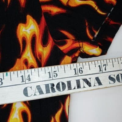 J FOR JUSTIFY Flame Print Crisscross VNeck CropTop Women Size M Black Orange Red - Thumbnail 5