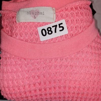Blushed Coral Pink Waffle Knit Cropped Sweater Size L - Thumbnail 7