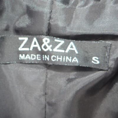 ZA&ZA Womens Black Open Front Blazer Stand Collar Contrast Sleeve Size Small - Thumbnail 3