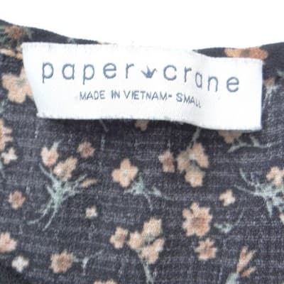 Paper Crane Womens Floral Tiered Babydoll Top Black Short Sleeve Small - Thumbnail 2
