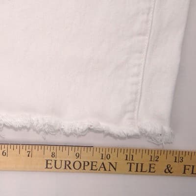 SHEIN Curve White Wide Leg Raw Hem Jeans Plus Size 0XL High Waist Denim - Thumbnail 6