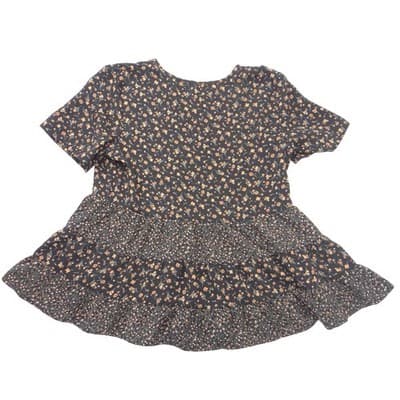 Paper Crane Womens Floral Tiered Babydoll Top Black Short Sleeve Small - Thumbnail 4