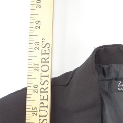 ZA&ZA Womens Black Open Front Blazer Stand Collar Contrast Sleeve Size Small - Thumbnail 8