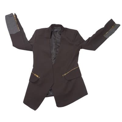 ZA&ZA Womens Black Open Front Blazer Stand Collar Contrast Sleeve Size Small - Thumbnail 5