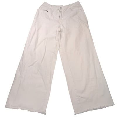 SHEIN Curve White Wide Leg Raw Hem Jeans Plus Size 0XL High Waist Denim