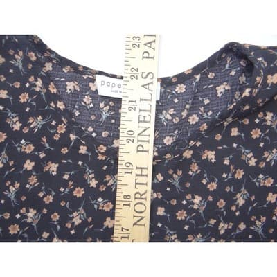 Paper Crane Womens Floral Tiered Babydoll Top Black Short Sleeve Small - Thumbnail 7