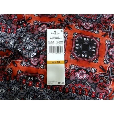 Ruby Rd Woman Orange Mandala Print Embellished Tunic Top 3X - Thumbnail 4