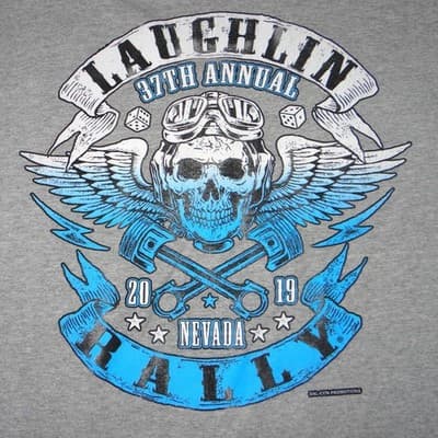 Laughlin 37th Annual Nevada Rally 2019 Mens Gray Graphic T-Shirt XXL - Thumbnail 4