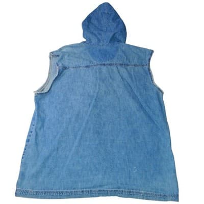 Vintage Bugle Boy Jean Company Womens Denim Hooded Vest Blue Size L - Thumbnail 2