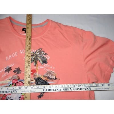 AKOO Coral Graphic Embroidered TShirt Skull Roses Raven Tropical Tour Size 3XL - Thumbnail 5