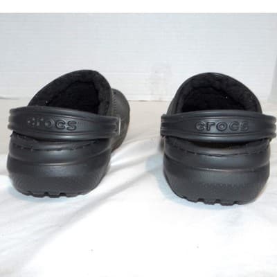 Crocs Kids Classic Lined Clog Black Faux Fur Fuzzy Slip On Shoes Kids Size 13 - Thumbnail 6