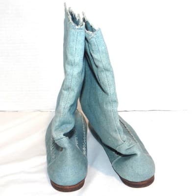 Bruno Bartoli Vintage Denim Slouch Boots Light Wash Studded Sawtooth Women 6 - Thumbnail 7