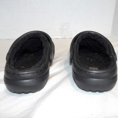 Crocs Kids Classic Lined Clog Black Faux Fur Fuzzy Slip On Shoes Kids Size 13 - Thumbnail 5