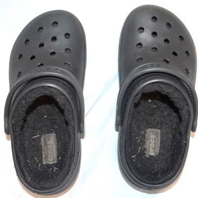 Crocs Kids Classic Lined Clog Black Faux Fur Fuzzy Slip On Shoes Kids Size 13 - Thumbnail 7