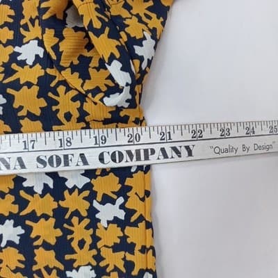 Laura and Jayne Womens Top Size 10 Mustard Navy White Floral Short Sleeve - Thumbnail 4