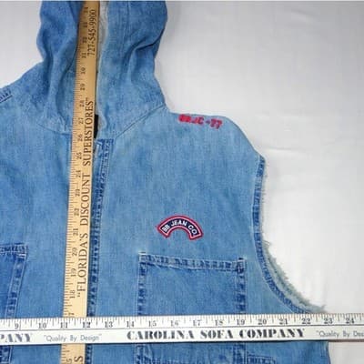 Vintage Bugle Boy Jean Company Womens Denim Hooded Vest Blue Size L - Thumbnail 5