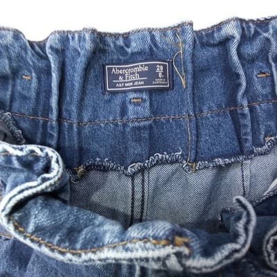 Vintage Abercrombie Fitch High Waisted Paperbag Mom Jeans Blue Denim Size 29 - Thumbnail 2