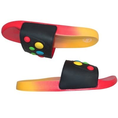 Wonder Nation Womens Red Yellow Ombre Slide Sandals Multicolor 3D Dots Size 6