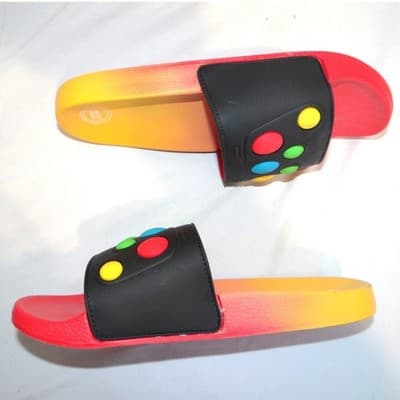 Wonder Nation Womens Red Yellow Ombre Slide Sandals Multicolor 3D Dots Size 6 - Thumbnail 2