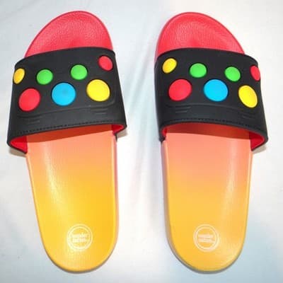 Wonder Nation Womens Red Yellow Ombre Slide Sandals Multicolor 3D Dots Size 6 - Thumbnail 6
