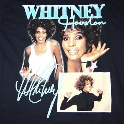 Whitney Houston Graphic T Shirt Black Cotton Short Sleeve Women's Size M NWOT - Thumbnail 4