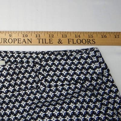 LOFT Outlet Petite Modern Trousers Pants Geometric Print Navy White Size 8P - Thumbnail 5