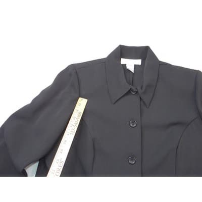 Allison Woods Womens Black Button Front Blazer Jacket Plus Size 16W - Thumbnail 5