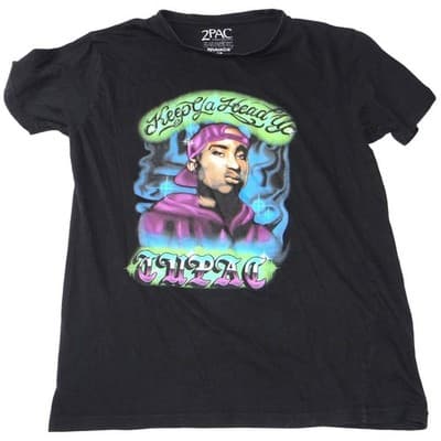2Pac Keep Ya Head Up Graphic T Shirt Black Short Sleeve Size S Bravado - Thumbnail 2