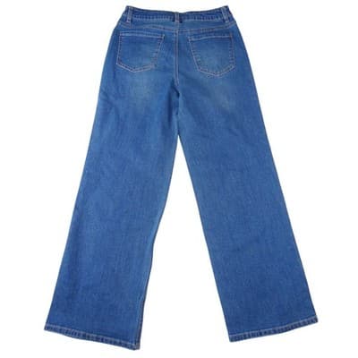 Camila Coelho Womens Studded Side Wide Leg Jeans Blue Medium Wash High Rise 8 - Thumbnail 3