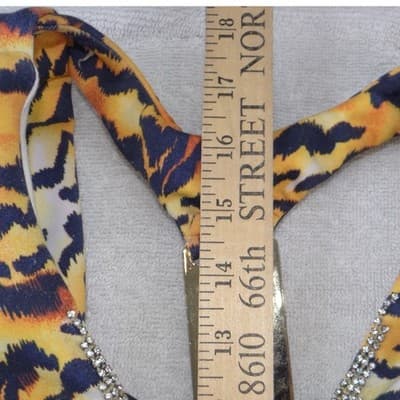 Rare Rhero Jeans Womens Tiger Print Tank Top Rhinestone Gold Hardware Racerback - Thumbnail 8