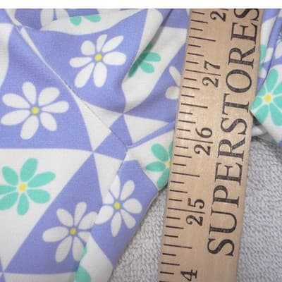 Zara Purple Floral Geometric Flare Leg High Rise Retro Pants Womens Size M - Thumbnail 5