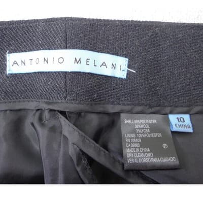 Antonio Melani Womens Charcoal Gray Wool Blend Wide Flare Dress Pants Size 10 - Thumbnail 2