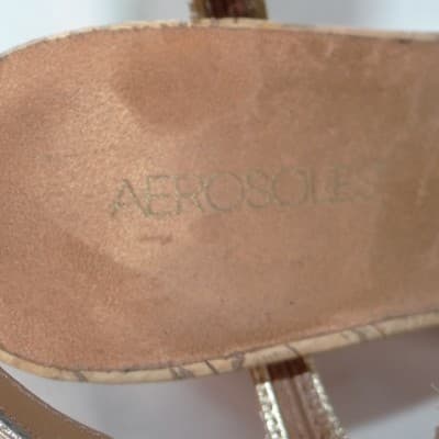 Aerosoles Womens Gold Metallic Strappy Cork Wedge Sandals Size 11 - Thumbnail 9