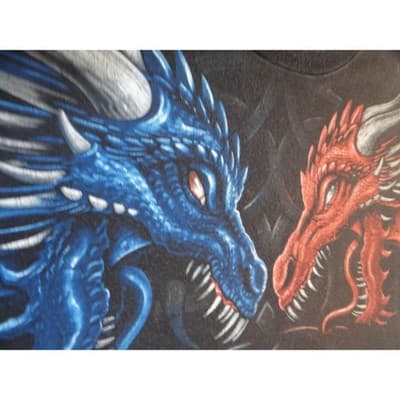 Vintage Men's Black Dragon Graphic T Shirt Fire Ice Mythical Fantasy Shirt - Thumbnail 11