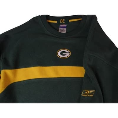 Green Bay Packers Fleece Sweatshirt Men's XXL NFL Reebok Green Yellow - Thumbnail 2