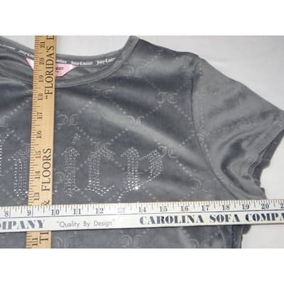 Juicy Couture Velour Shorts Grey All Over JC Logo Sleepwear Loungewear Women XL - Thumbnail 11