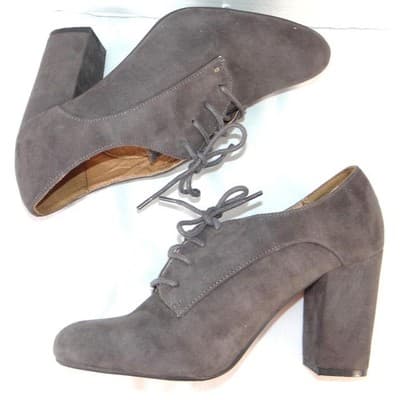 ana A New Approach Grey Faux Suede Lace Up Block Heel Oxford Booties Size 10 - Thumbnail 2