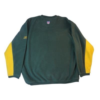 Green Bay Packers Fleece Sweatshirt Men's XXL NFL Reebok Green Yellow - Thumbnail 3